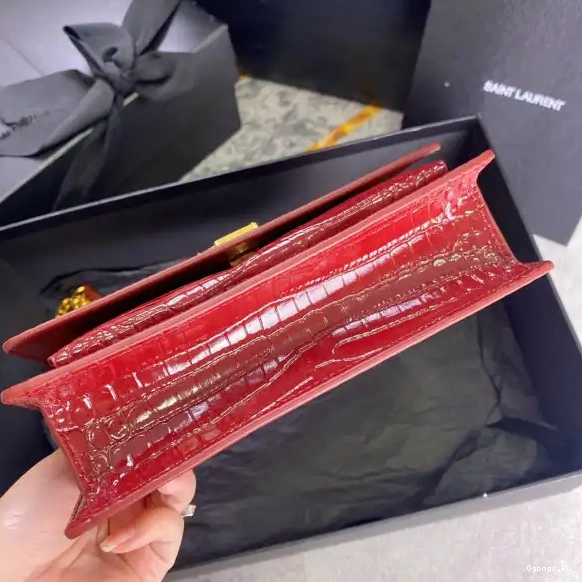 LEATHER IN YSL SUNSET SHINY CROCODILE-EMBOSSED 0523